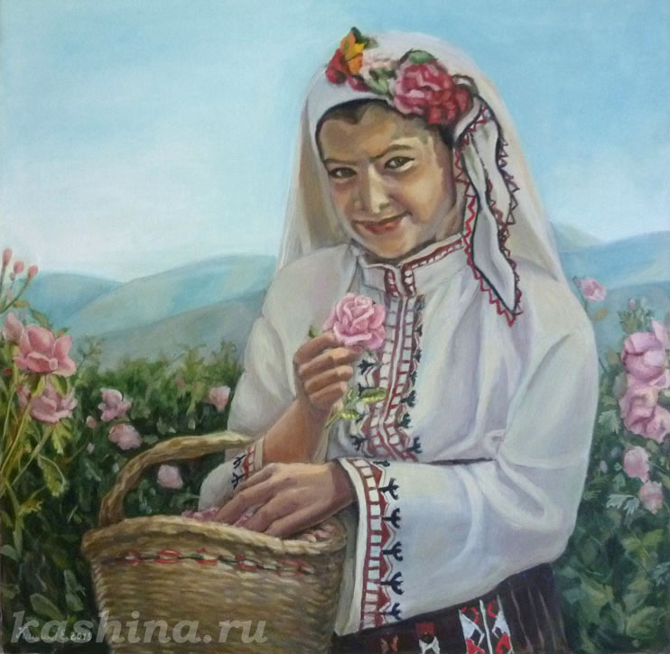 Bulgarian rose; painting by Evgeniya Kashina