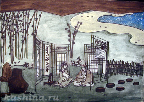 Evgeniya Kashina. "Tea House."  Scenery sketch for G. Puccini's opera "Madama Butterfly"