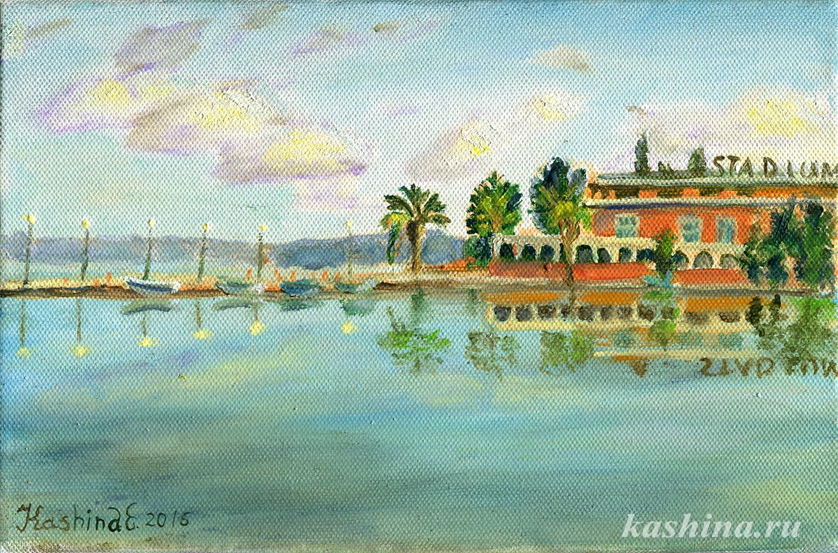 "Coast Benitses, Corfu Island" Painting by Evgeniya Kashina