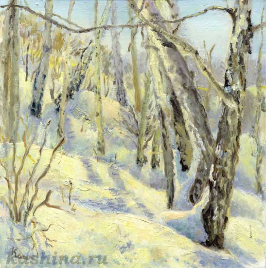 "Winter in Fili Park" painting by Evgeniya Kashina