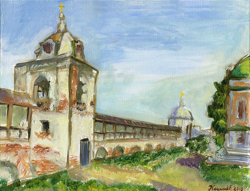 "The fortress wall of the Goritsky monastery" Painting by Evgeniya Kashina