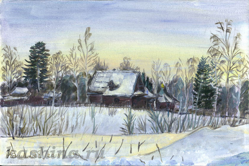 "Gorodok, village in the Tver region, Vyshnevolotsky district" painting by Evgeniya Kashina