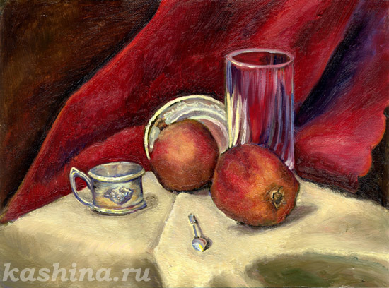 Garnet Still Life, painting by Evgeniya Kashina