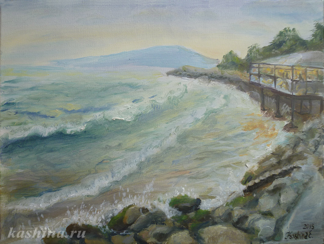 "Evening. Seaside Cafe" Painting by Evgeniya Kashina