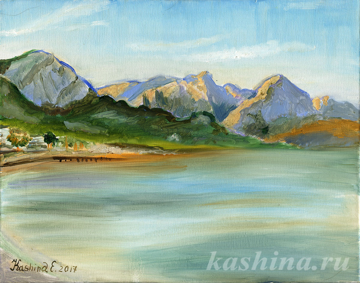 "Sunset in the mountains of Kemer" Painting by Evgeniya Kashina