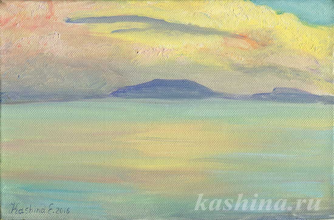 "Sunset on the Ionian Sea, Corfu Island" Painting by Evgeniya Kashina