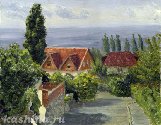 "Lazarevskoe. The Town near Black Sea" Painting by Evgeniya Kashina