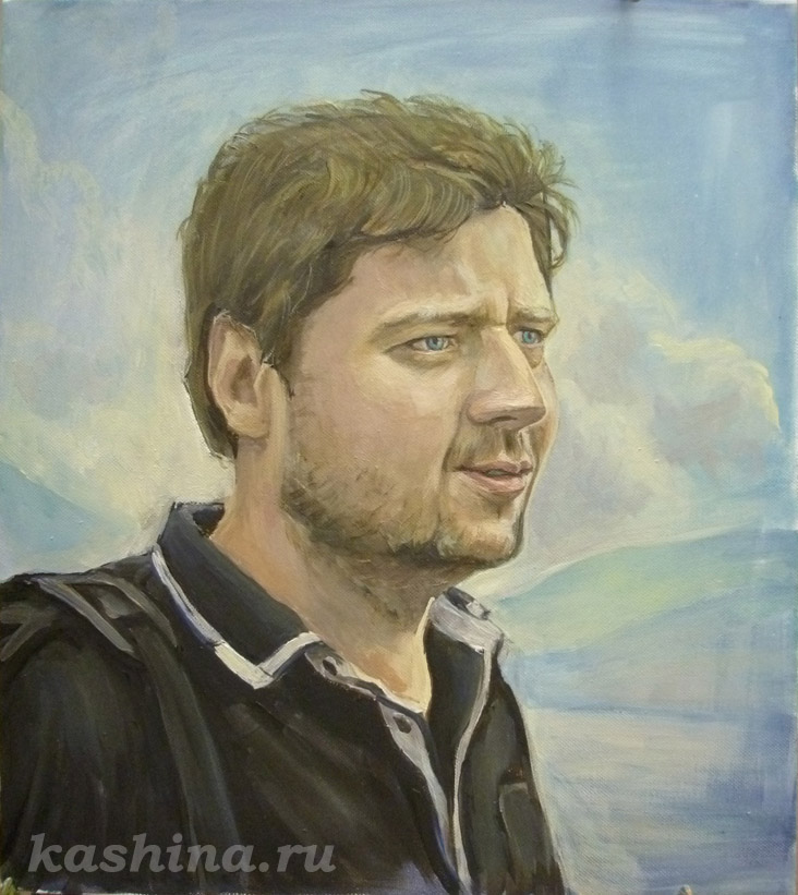 The Traveler, Male portrait; painting by Evgeniya Kashina