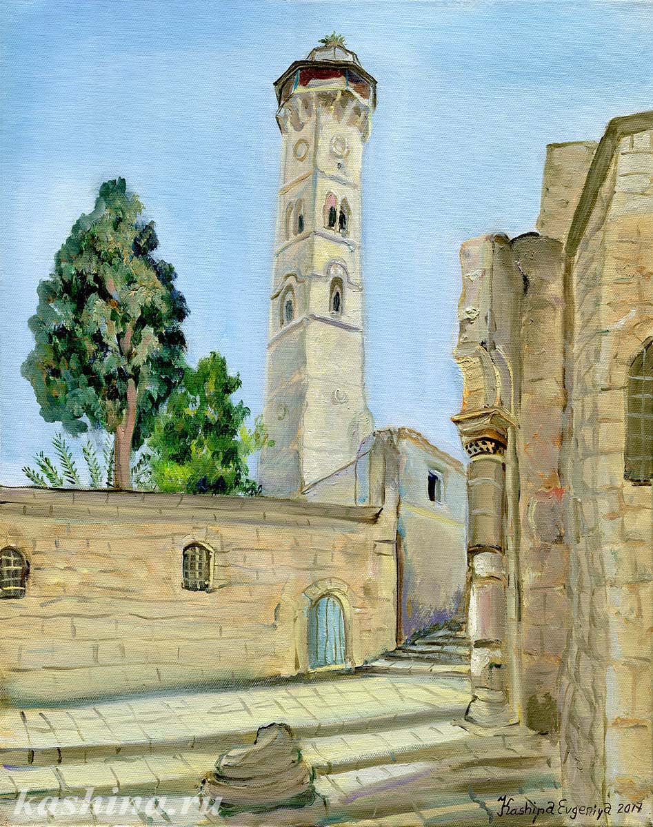 "Omar Mosque. Jerusalem Old City" Painting by Evgeniya Kashina