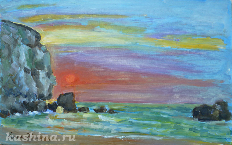 "Mystical sunset" Painting by Evgeniya Kashina