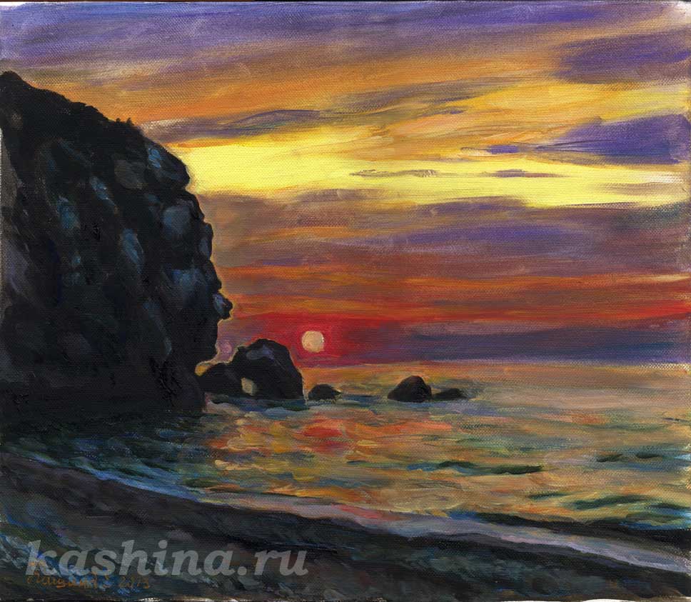 "Mystical sunset -2" Painting by Evgeniya Kashina