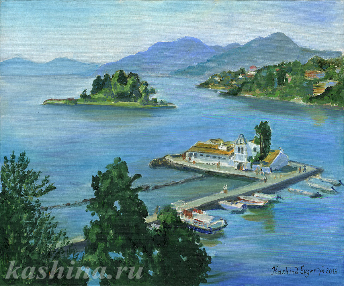 "Pontikonisi. Mouse island" Painting by Evgeniya Kashina