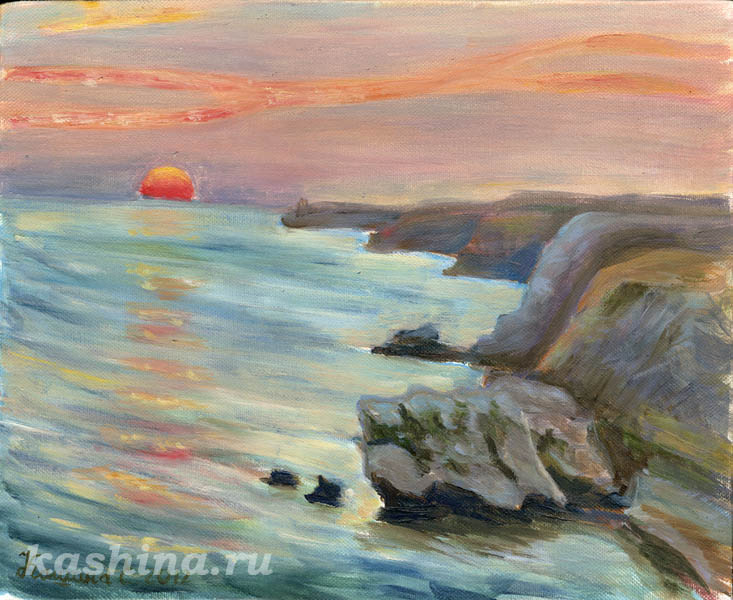 "Sunrise on the Sea of Azov" Painting by Evgeniya Kashina