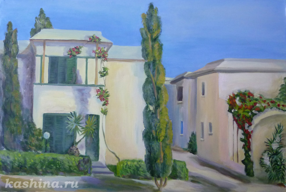 "Cyprus Cypress" Painting by Evgeniya Kashina