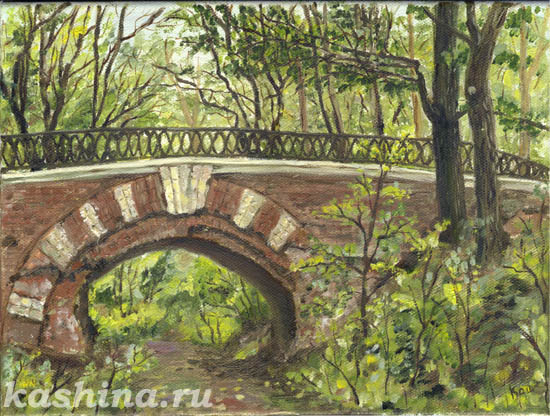 Old Bridge at Neskuchnii Garden, painting by Evgeniya Kashina