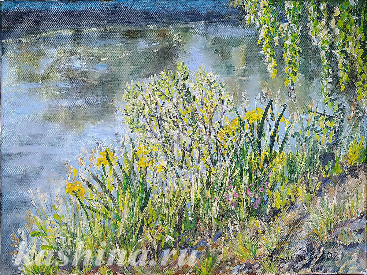 "Yellow irises. Petelino," painting by Evgeniya Kashina "Yellow irises. Petelino," painting by Evgeniya Kashina