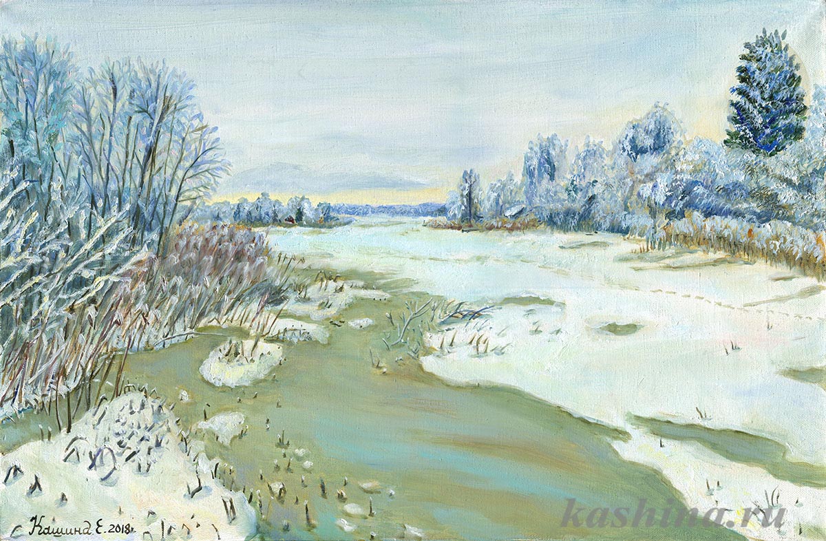 "Frozen lake" painting by Evgeniya Kashina 
title=
