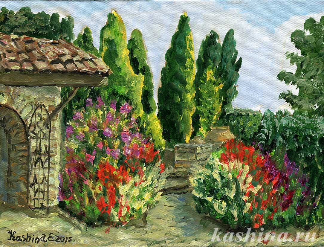 "Corner of the Botanical Garden" Painting by Evgeniya Kashina