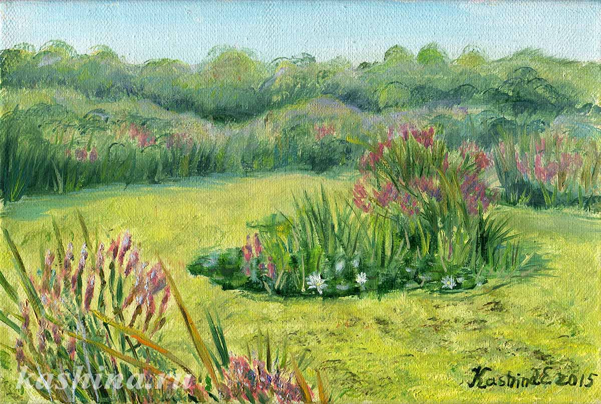 "Flowers in the swamp Alepo" Painting by Evgeniya Kashina