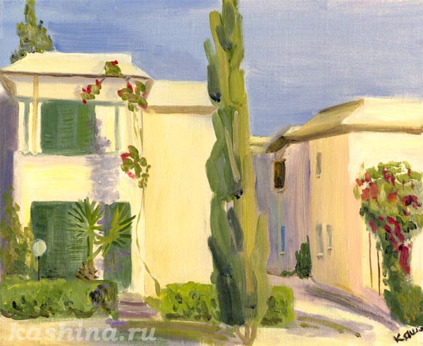 "Streets of Cyprus" Painting by Evgeniya Kashina