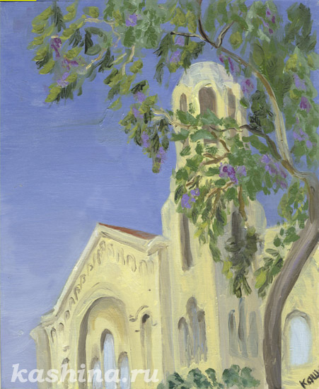 "The Church in Cyprus" Painting by Evgeniya Kashina