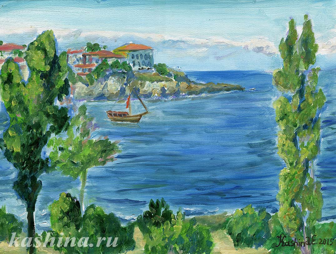 "View of Old Sozopol" Painting by Evgeniya Kashina