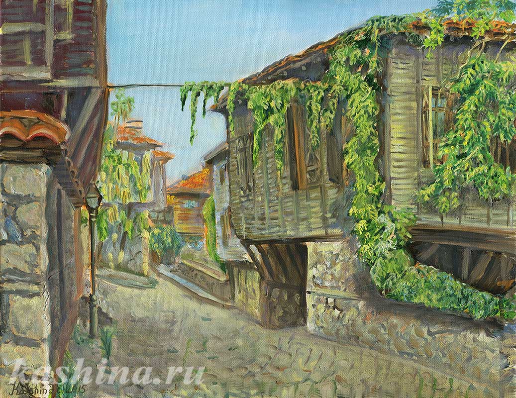 "Street of Old Sozopol" Painting by Evgeniya Kashina