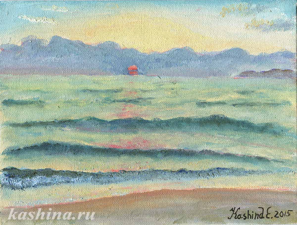 "The sunrise at the Sea" Painting by Evgeniya Kashina