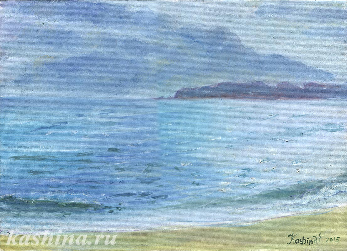 "Before the sunrise. Silver morning on the Black Sea coast" Painting by Evgeniya Kashina