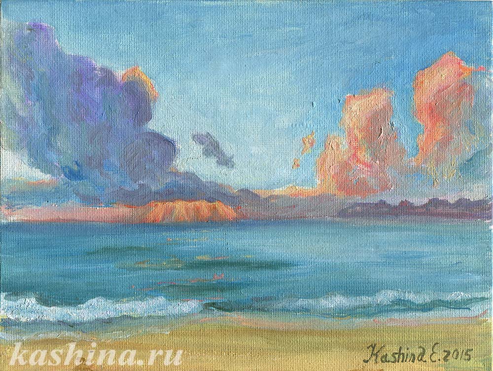"Рассвет на море. Облака-крылья" картина Евгении Кашиной "Рассвет на море. Облака-крылья" картина Евгении Кашиной