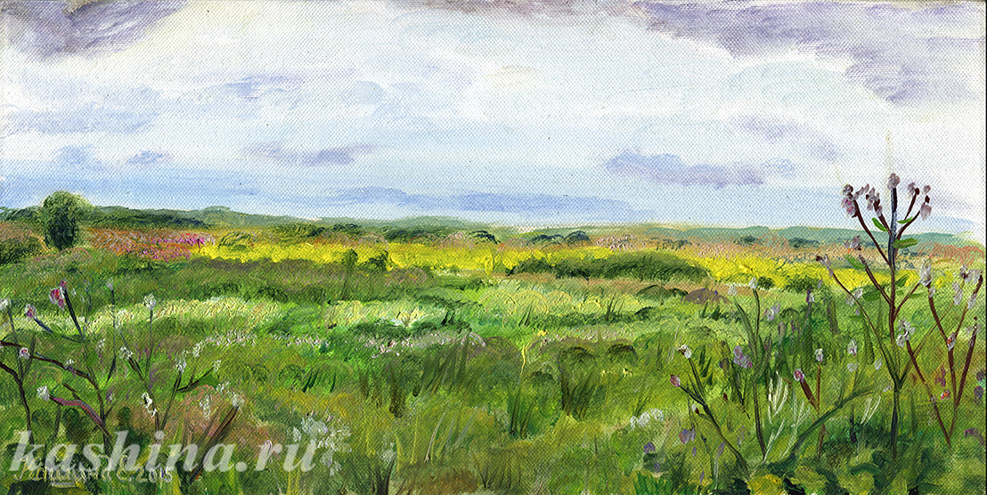 "Golden meadow" painting by Evgeniya Kashina